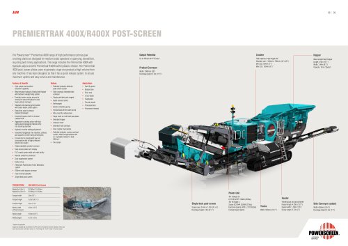 Powerscreen Premiertrak 400X & R400X Post-screen Brochure