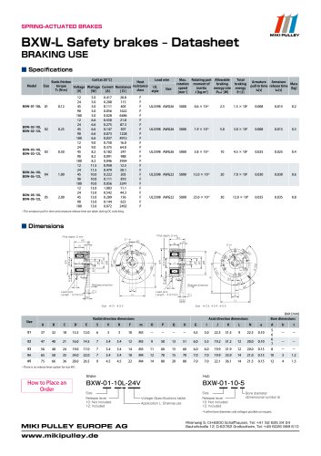 BXW Model datasheets