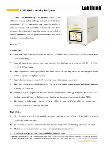 C106H Gas Permeability Test System