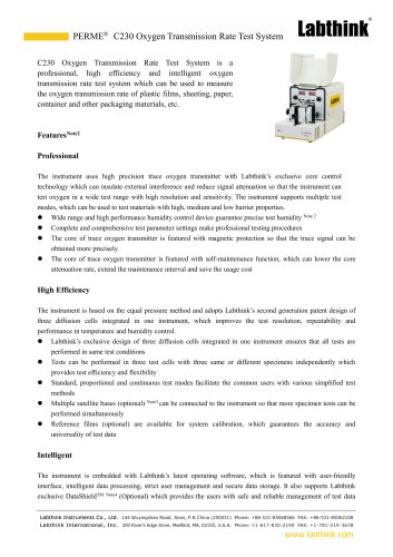 C230 Oxygen Transmission Rate Test System