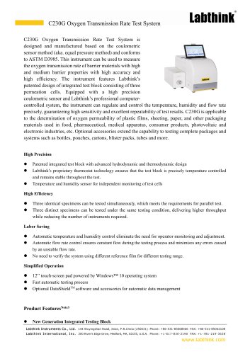 C230G Oxygen Transmission Rate Test System