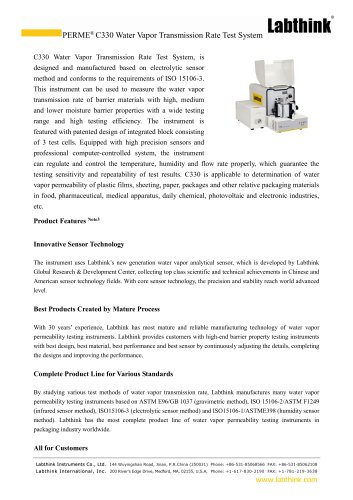 C330 Water Vapor Transmission Rate Test System