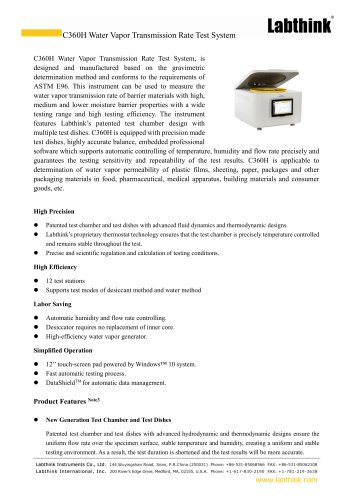 C360H Water Vapor Transmission Rate Test System