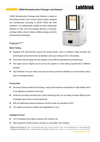 C690H Nondestructive Package Leak Detector