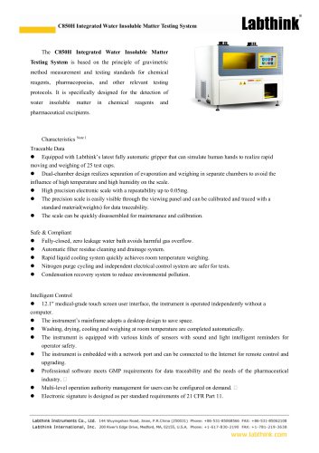 C850H Integrated Water Insoluble Matter Testing System - Insoluble Residue in Pharmaceuticals, Food