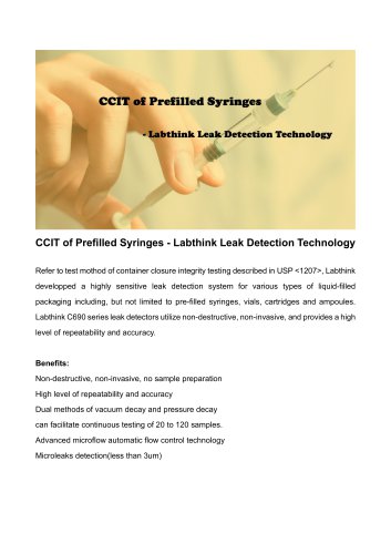 CCIT of Prefilled Syringes - Labthink Leak Detection Technology