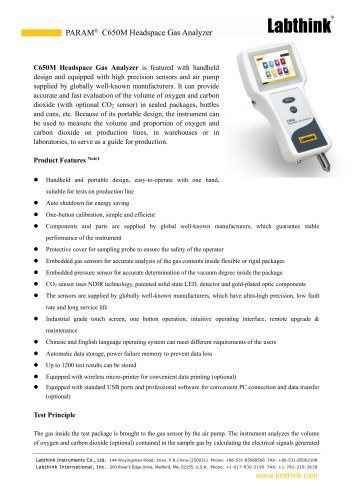 device to measure Head space O2 in a PET bottle- Food and beverage industry application