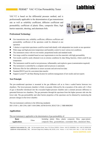 DVAC-V2 Gaz Permeability Tester