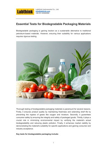 Essential Tests for Biodegradable Packaging Materials