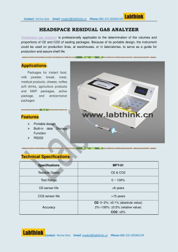 Gas Analyzer to check the oxygen level and carbon dioxide level in plastic medicine container / pack