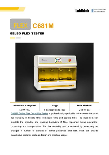 Gelbo Film Flex Tester - Determine the Resistance of Flexible Barrier Materials to Flex-formed