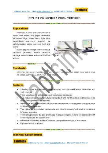 Labthink Friction and Peel Tester to measure Friction and Peel in one instrument for PE Films and Laminates