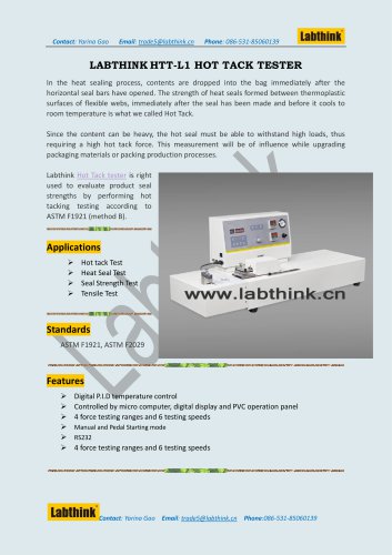 Labthink Hot Tack Tester to measure hot tack strength of thin polymeric film