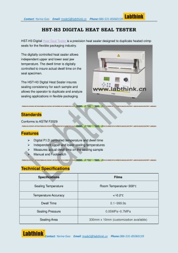 Labthink Laboratory Heat Sealer to measure heat seal ability of polymer foils