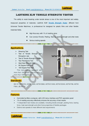 Labthink Tensile Strength Tester to Measure tensile strength of polymer foils