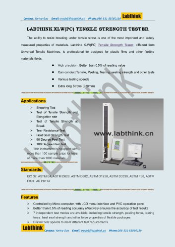LABTHINK XLW(PC) TENSILE STREGTH TESTER
