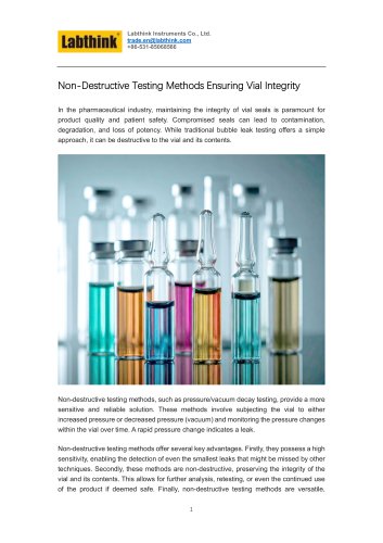 Non-Destructive Testing Methods Ensuring Vial Integrity