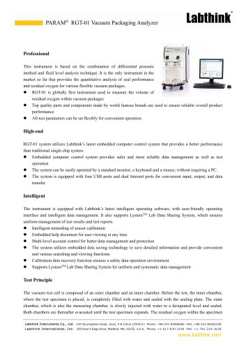RGT-01 Vacum Packaging Analyzer