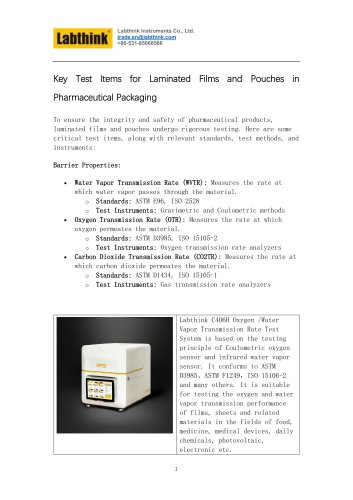 A Systemic Approach to Evaluating the Performance of Laminated Pharmaceutical Packaging