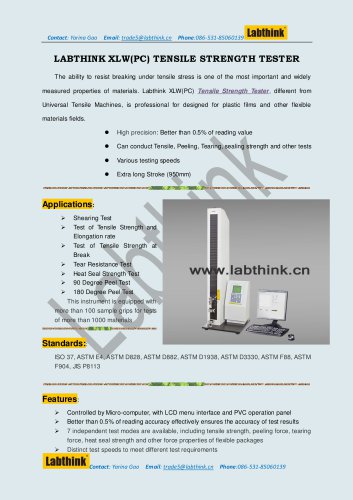 Tensile strength tester to test the break elongation