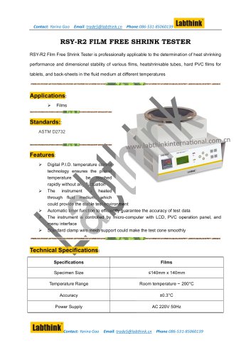 Thermo case (up to 200C) for measurement of thermal shrinkage of the polymer film