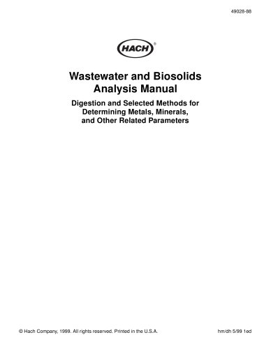 Wastewater and Biosolids Analysis Manual