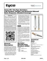 Series DS-1 Dry-Type Sprinklers 5.6K Pendent, Upright, and Horizontal Sidewall Quick Response, Standard Coverage-1