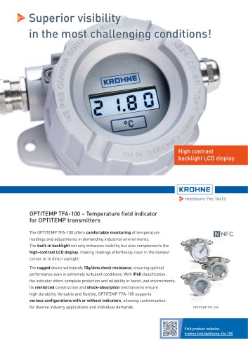 OPTITEMP TFA-100 &ndash; Temperature field indicator  for OPTITEMP transmitters