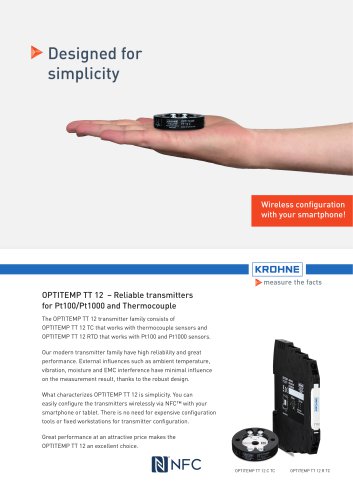 OPTITEMP TT 12  – Reliable transmitters  for Pt100/Pt1000 and Thermocouple
