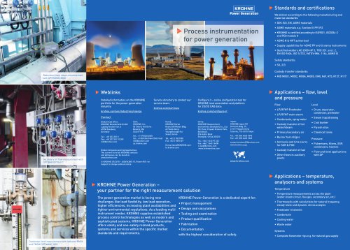 Process instrumentation for power generation