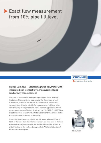 TIDALFLUX 2300 – Electromagnetic flowmeter with integrated non-contact level measurement and conductivity measurement