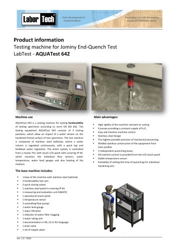 Testing machine for Jominy End-Quench Test - AQUATest 642