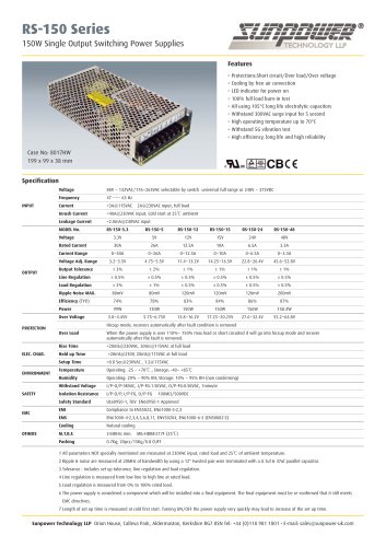 RS-150 Series - 150W Single Output AC-DC Enclosed Power Supply