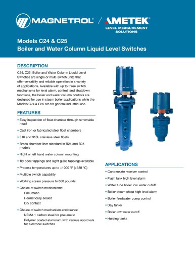 C24, C25, Boiler and Water Column Liquid Level Switches