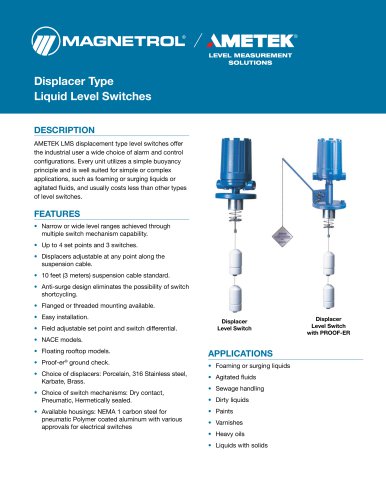 Displacer Type Liquid Level Switches