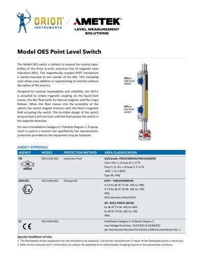 Model OES Point Level Switch