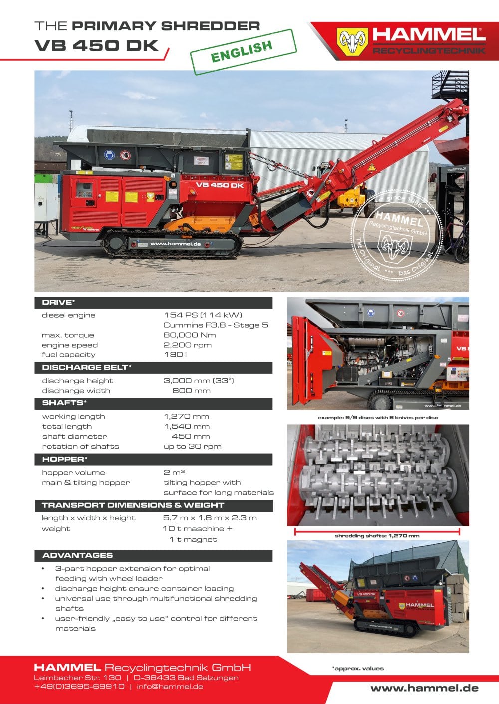 primary shredder VB 450 DK - HAMMEL Recyclingtechnik GmbH