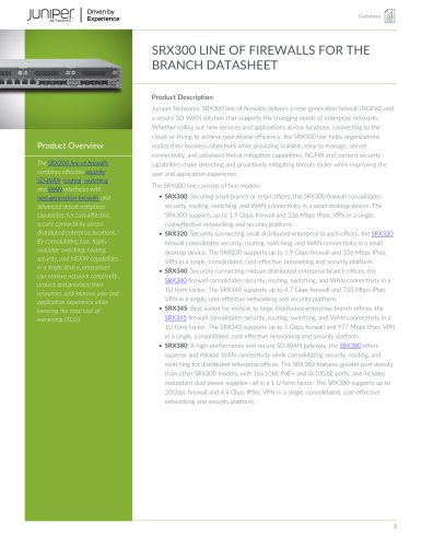 SRX300 LINE OF FIREWALLS FOR THE BRANCH DATASHEET