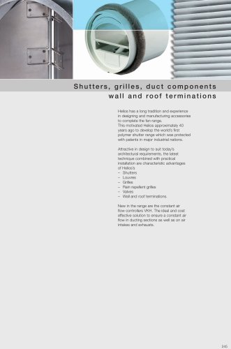 Shutters,  grilles, duct components  wall and roof terminations