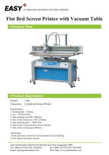 Flat Bed Screen Printer with Vacuum Table