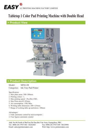 Tabletop 1 Color Pad Printing Machine with Double Head