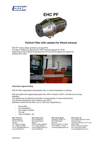 EHC PF Particle Filter with catalyst for Diesel exhaust