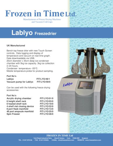 The Lablyo Series Freeze Driers