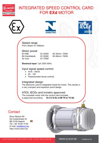 Integrated speed control card for Exd motor