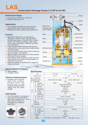 Construction Drainage Pumps(1.5 HP to 10.0 HP) 50Hz.