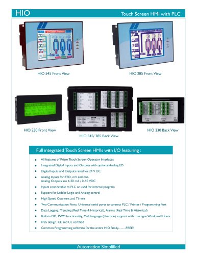 HIO Operator Panels with I/O (Touch Screen)