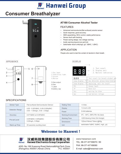 AT188 Consumer Breath Alcohol Tester