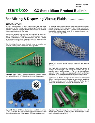 GX Static Mixer Product Bulletin