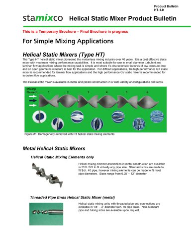 Helical Static Mixer Product Bulletin 