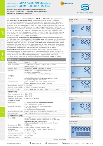 AERASGARD®ACO2 ⁄ ALQ - CO2 - Modbus - AFTM - (LQ) - CO2 - Modbus